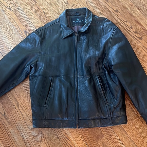 Mens Kenneth Cole Leather bonnet jacket ! Black Size Large - Picture 3 of 9